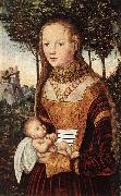 CRANACH, Lucas the Elder Young Mother with Child dfhd Germany oil painting reproduction